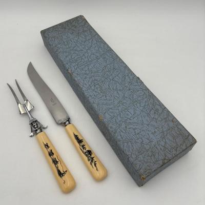 Beautiful Henley & Co. Steel Carving Set - Appears to be Alaskan