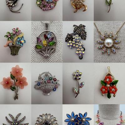 Flurry of Flowers - Vintage and Not - Sparkly Costume Jewelry