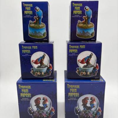 Tropical Rainforest Parrot Globes/Boxes - 2 Sets of 3