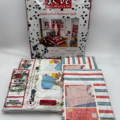 VIntage Bedding - Holly Hobbie/101 Dalmations/Stripes - NIP + Bonus