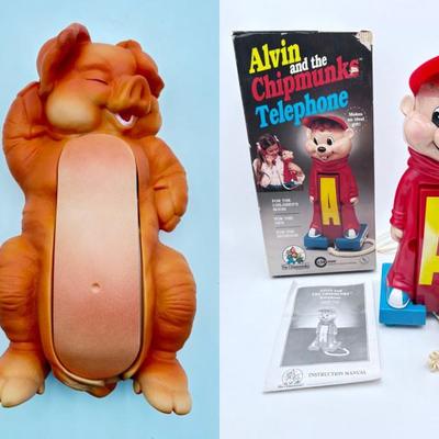 Vintage Landline Phones - Pig & Alvin the Chipmunk - Calling Gen Z!