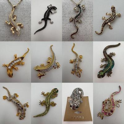 Lots of Lizards - Vintage & Not - Sparkly Costume Jewelry