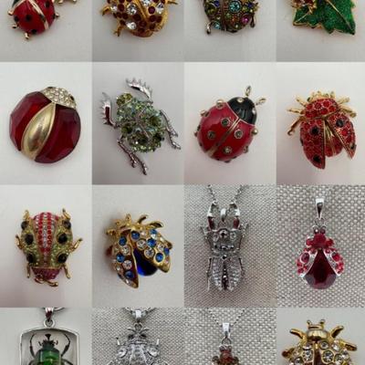 Barrage of Beetles - Vintage & Not - Sparkly Costume Jewelry