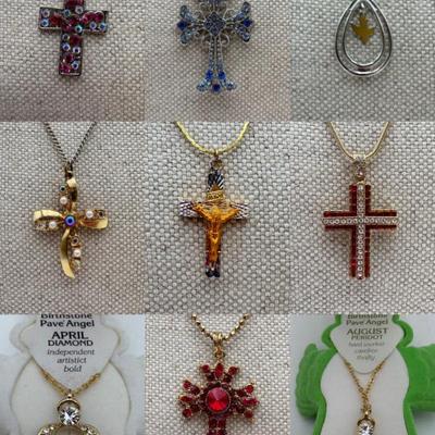 Retro Religious Jewelry - Sparkly Crosses & Angels Galore!