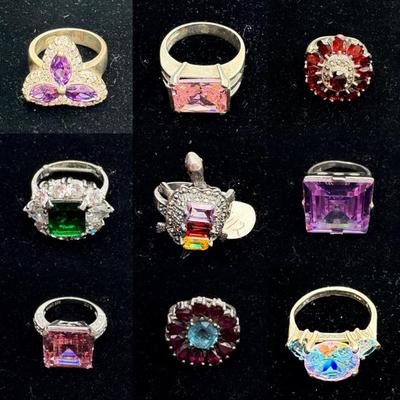 9 Vintage Sterling Rings - Lot "C"