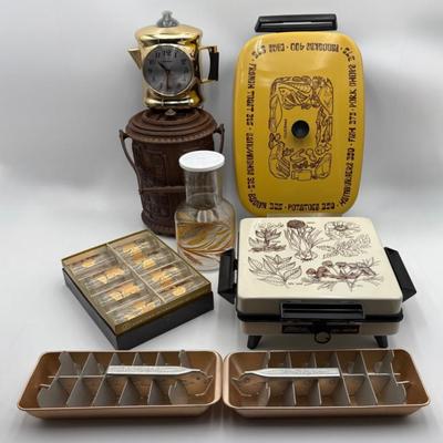 Vintage Kitchen - Clock, Grill, Waffler, Glasses, Jug,  Skillet & More