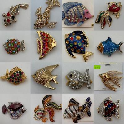 Fancy Fishes - Vintage & Not - Sparkly Costume Jewelry