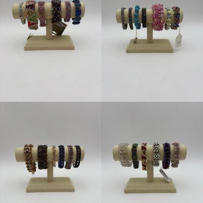 25 "Bling" Costume Jewelry Bracelets - All Colors and Size of "Gems"