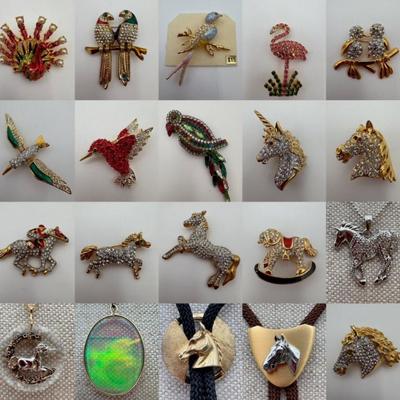 Birds & Horses (+ Cousins) - Vintage & Not - Sparkly Costume Jewelry