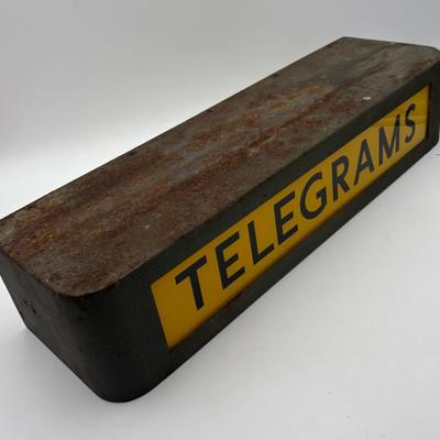 Spectacular Antique Heavy Telegram Office Sign