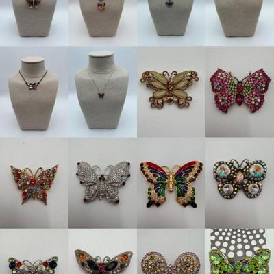 Bevy of Butterflies - Vintage & Not - Costume Jewelry Necklaces/Pins