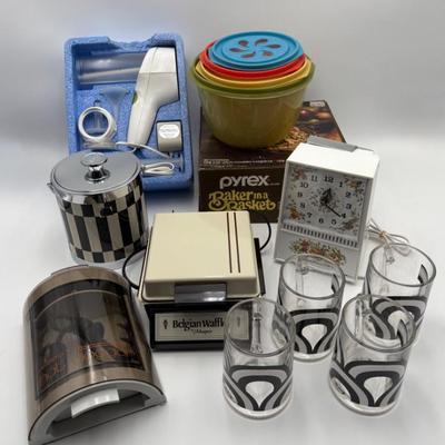 Vintage Kitchen - Can Opener,Bowls, Waffler, Hot Dogger, Pyrex, Etc.