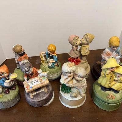 Lot Of Eight Vintage Music Box Figurines