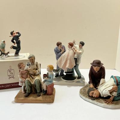 Inspired By The Art Of Norman Rockwell, Lot Of 4 Figurines