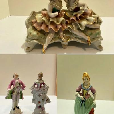 Collection of Vintage Victorian Style Porcelain Figurines