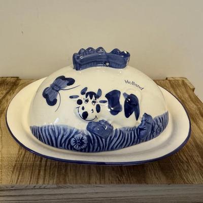 Ceramic Butter Dish Delft Blue Holland