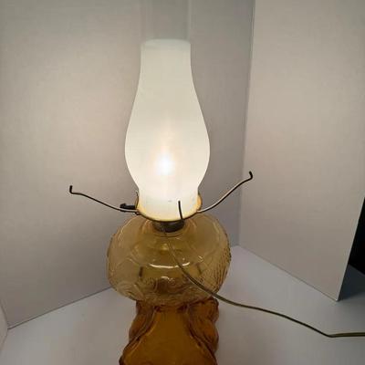Vintage Amber Pressed Glass Kerosene Oil Lamp Electrified