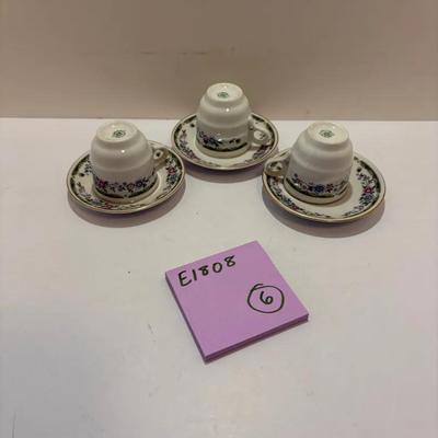 Set of Three Vintage Floral Demitasse Cup and Saucer Sets