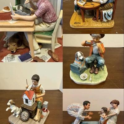 Collection Of Vintage Porcelain Figurines Inspired By The Artwork Of Norman Rockwell