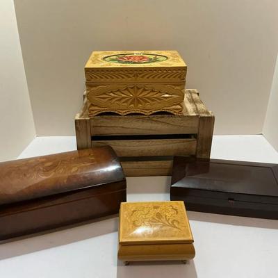 Lot Of Four Music Boxes And storage box