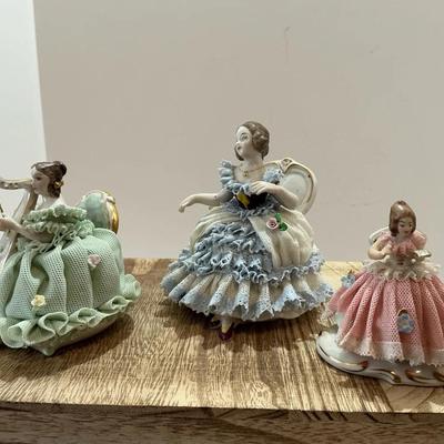 Collectible Dresden porcelain lace figurines
