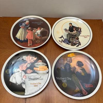 Norman Rockwell Mother’s Day Collector Plate Set (4pcs, COAs Included)