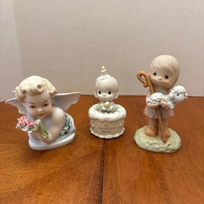 Precious Moments and Lefton Figurine Lot, Three Pieces