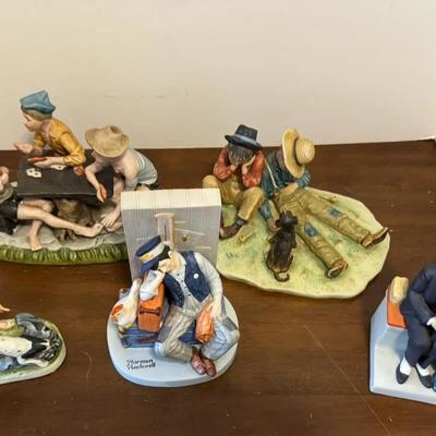 Vintage Ceramic Figurines Inspired By The Cover Paintings Of Norman Rockwell