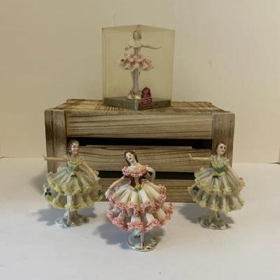 vintage Dresden porcelain ballerina figurines