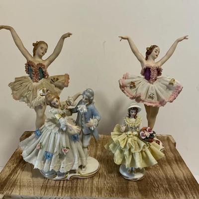 collection of Dresden-style porcelain figurines