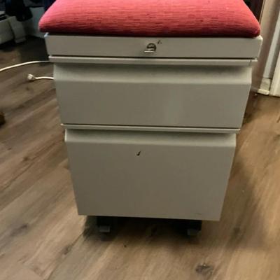 Mobile Pedestal File Cabinet With Upholstered Top 