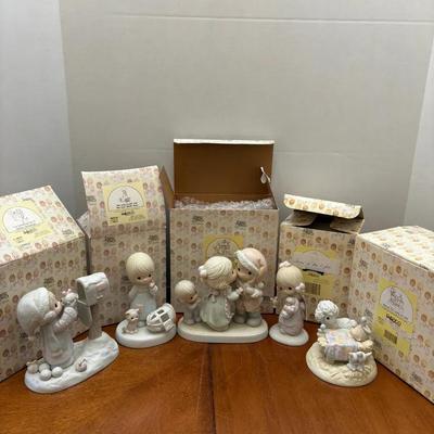 Precious Moments Figurine Lot with Boxes, Set of Five