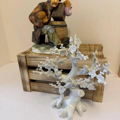 Andrea by Sadek white porcelain cherry tree And Norleans Figurine