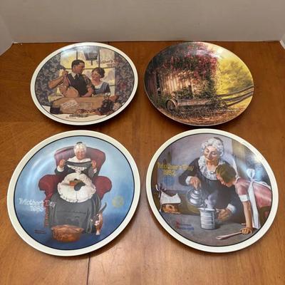 Four Norman Rockwell and Maurice Harvey Collector Plates, All with COAs