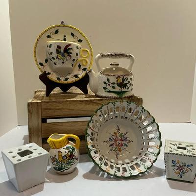 Hand Painted Rooster Pottery Decor Collection