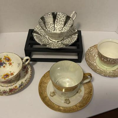 Vintage porcelain teacups and saucers