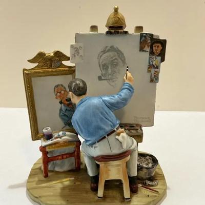 Collectible Norman Rockwell Triple Self-Portrait figurine
