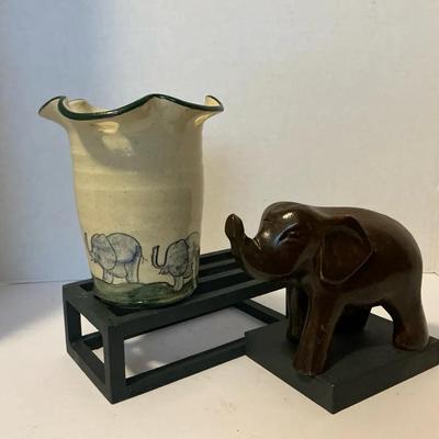 Wooden Elephant / Elephant Vase