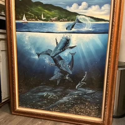 framed print by the artist Robert Wyland "island dolphins"