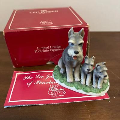 Leo Jansen Limited Edition Porcelain Figurine of a schnauzer family. 