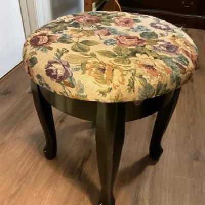 Vintage Floral Upholstered Footstool Ottoman