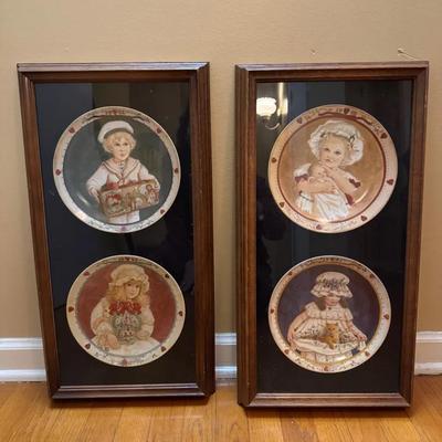 Lot of four plates framed made by The Carson meant signed by Jan Hagara