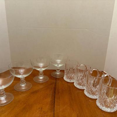 Vintage Dessert Coupes and Pressed Glass Mugs, Set of 8