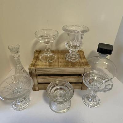 Collection Of Vintage Clear Glass Candle Holders And Votive Holders