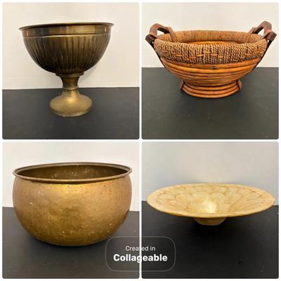 Vintage Decorative Bowl & Basket Collection – Brass, Woven, Textured, Assorted Home Decor