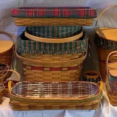 Holiday Longaberger Basket Collection Featuring 1995 Hostess Basket, 1997 Snowflake & Deck the Halls