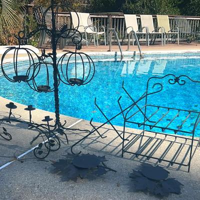 Wrought Iron Candle Holders & Two-Tier Stand