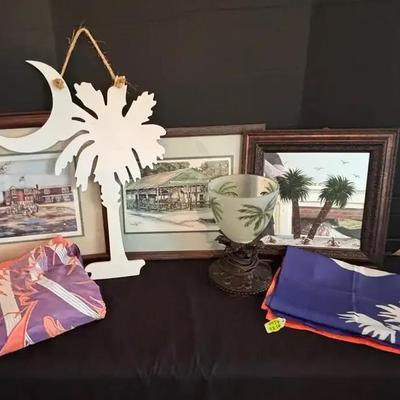 South Carolina Artwork & Décor Featuring Palmetto Lamp, Signed Aiken Market Print & SC Flags