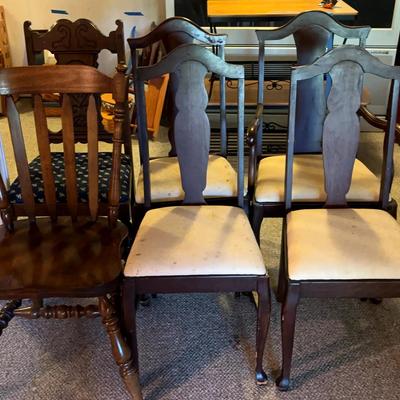 Collection of (6) Solid Wood Dining & Accent Chairs