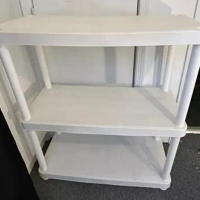 Set of Seven White Plastic Multi-Tier Storage Shelves